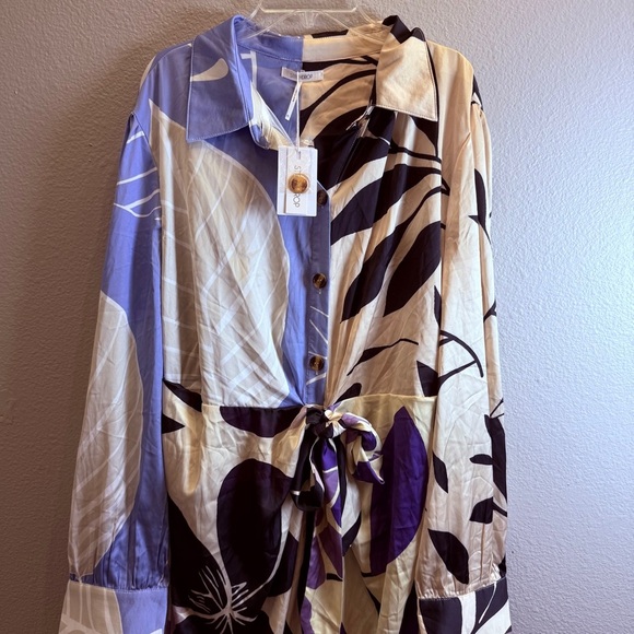 Womens Shirt Dress Floral Size XL Purple Stitchdrop Trinidad Long Modest New - Picture 2 of 7